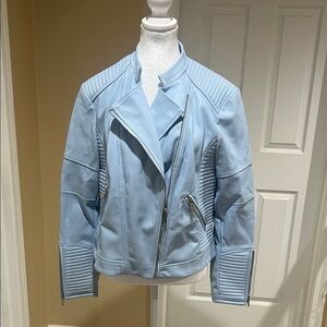 Calvin Klein Sky Blue Leather Jacket